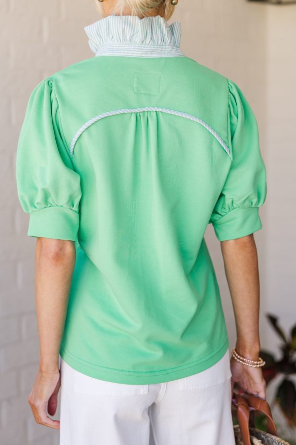 Try It Apple Green Ruffled Blouse Online Sale - Image 3
