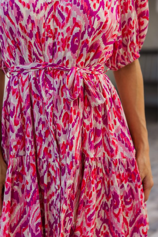 All Is Well Hot Pink Ikat Dress Online - Image 4