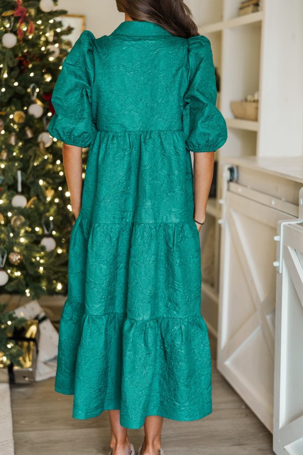 Love Found Emerald Textured Tiered Midi Dress Online now - Image 5
