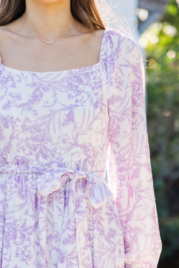 Feeling Oh So Sweet Lavender Toile Midi Dress Cheap - Image 3