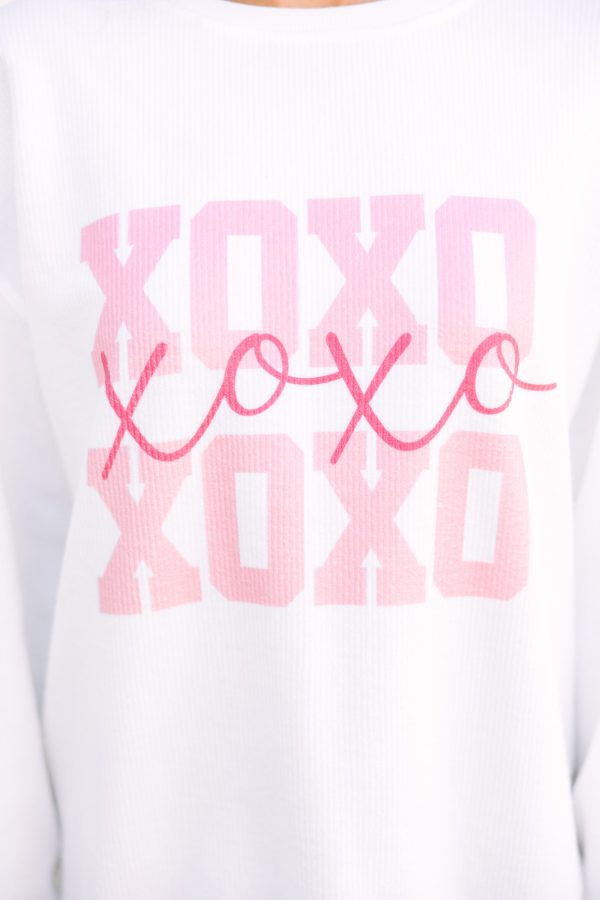 XOXO White Corded Graphic Sweatshirt Online Sale - Image 3