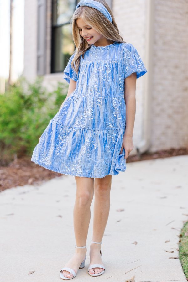 Girls: The Skylar Light Blue Sequin Dress Online - Image 2