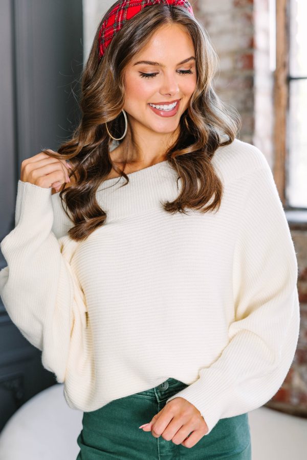 All On You Cream White Off Shoulder Sweater Online Hot Sale
