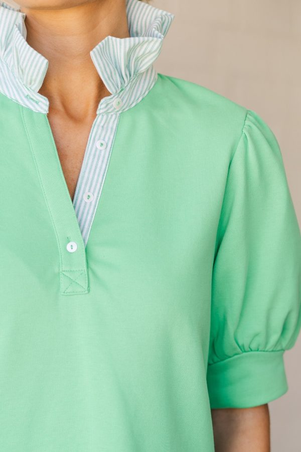 Try It Apple Green Ruffled Blouse Online Sale - Image 5