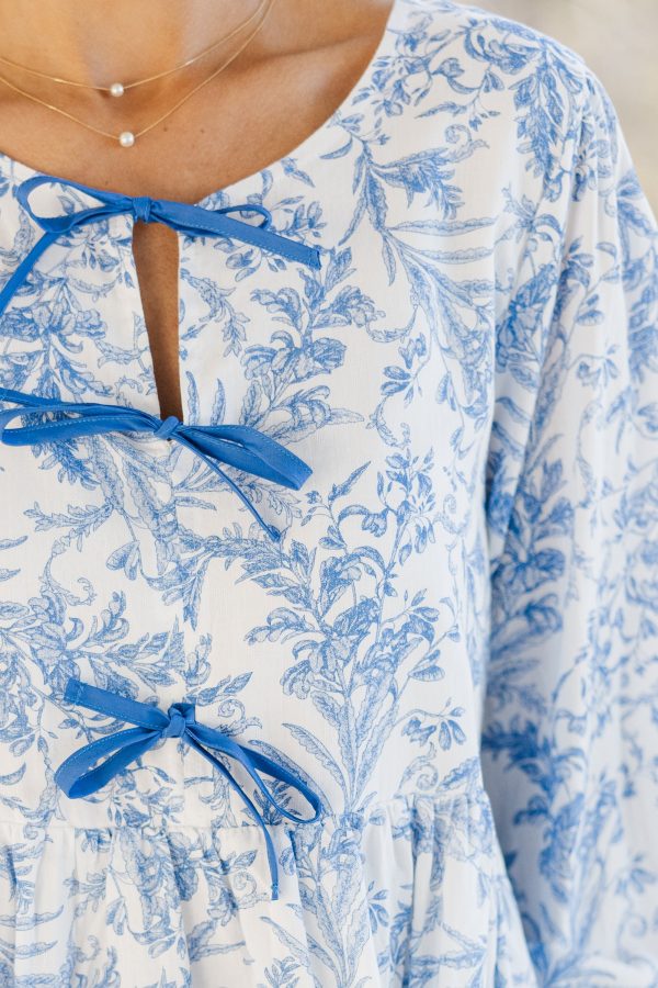 Great Days Ahead Light Blue Toile Blouse For Cheap - Image 3