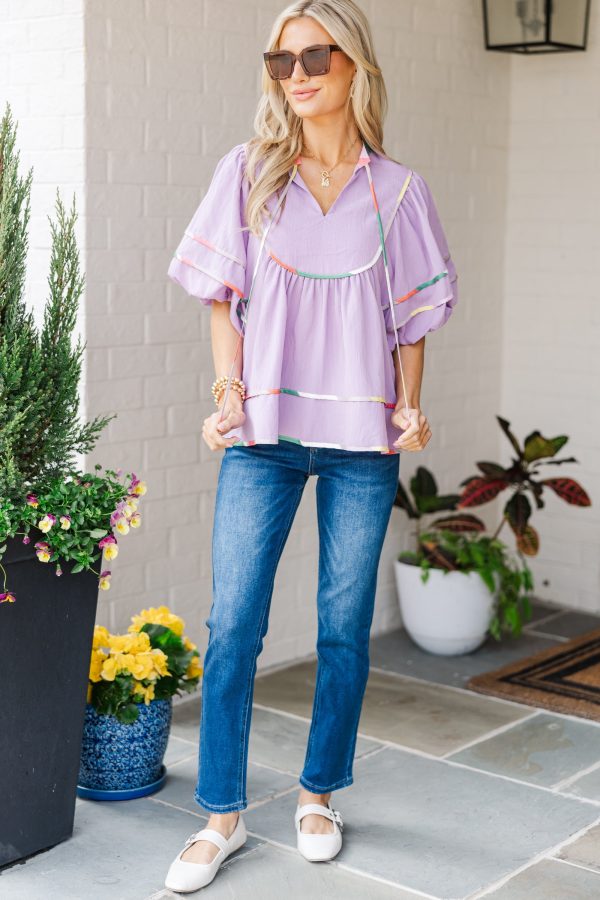 The Driven Lavender Babydoll Blouse Sale - Image 2