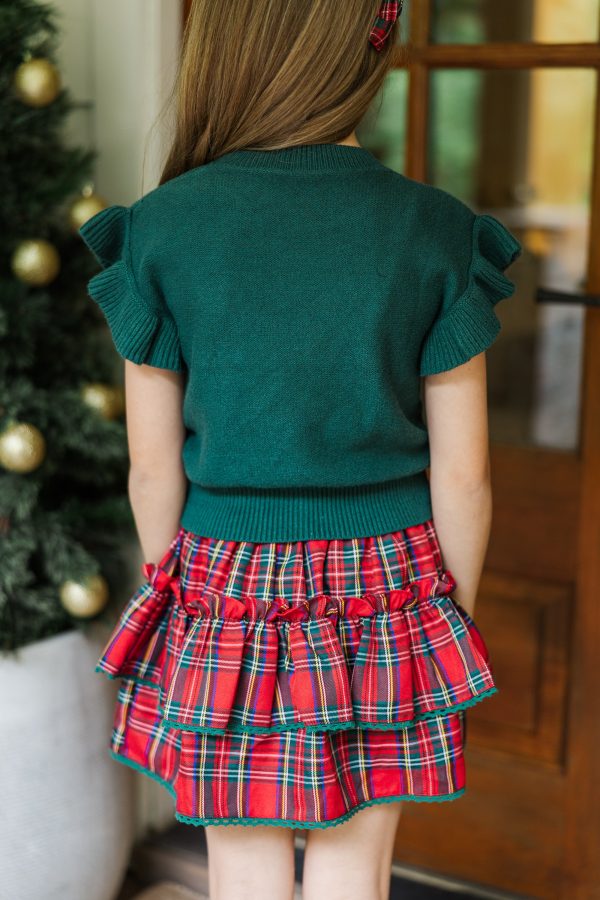 Girls: The Jessica Emerald Green Ruffle Knit Sweater For Discount - Image 5