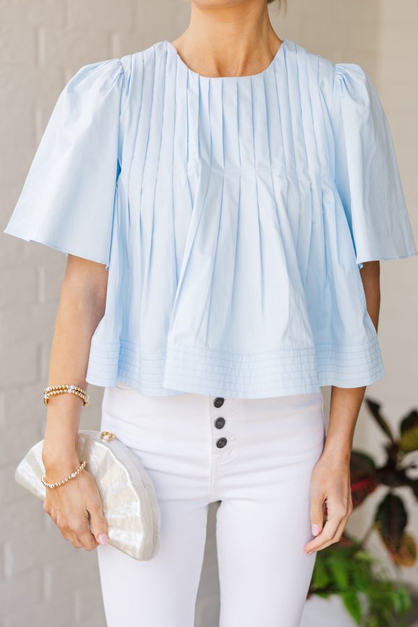 Become Yourself Sky Blue Babydoll Blouse Sale - Image 4