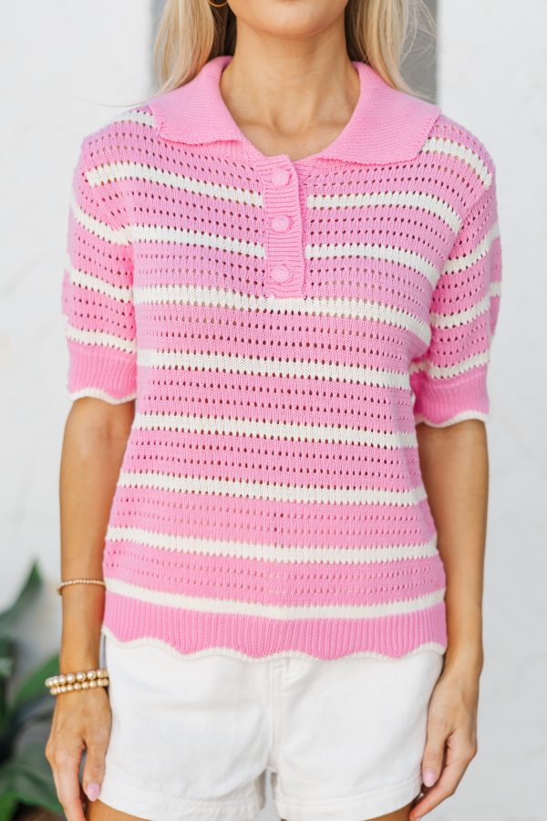 Your Everything Pink Striped Sweater For Cheap - Image 4