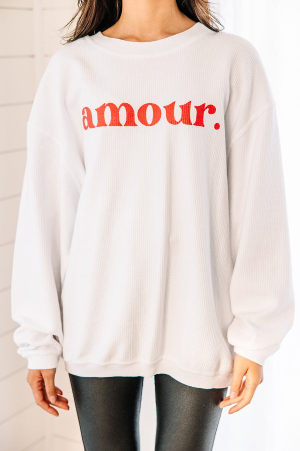 Amour White Graphic Corded Sweatshirt Sale - Image 4