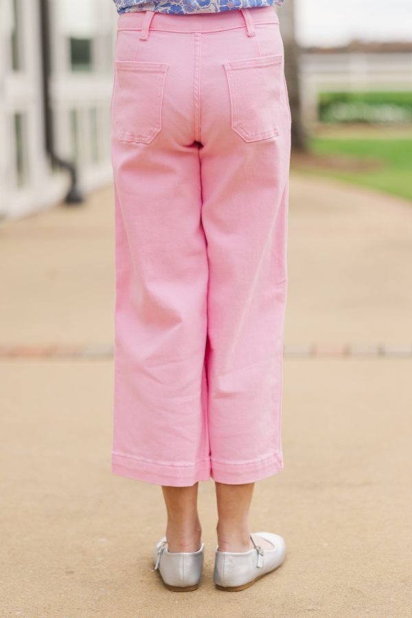 Girls: Give It Your All Pink Wide Leg Denim Cheap - Image 3