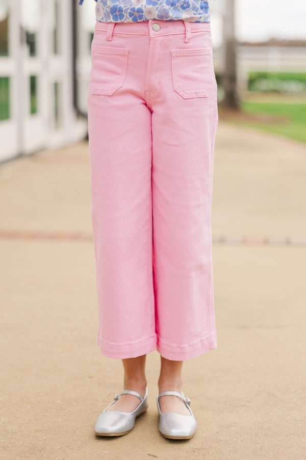 Girls: Give It Your All Pink Wide Leg Denim Cheap