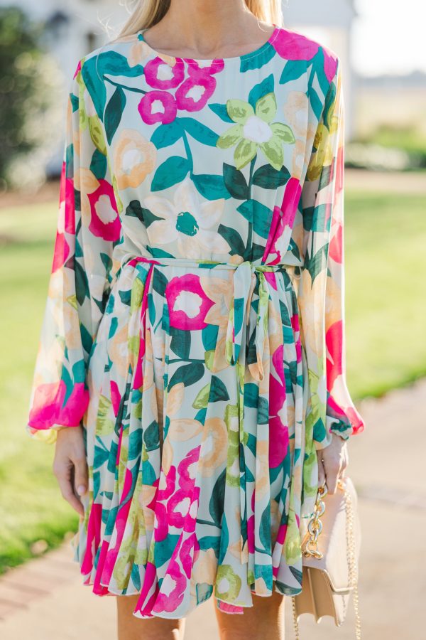 Stay Close Sage Green Floral Dress on Sale - Image 5