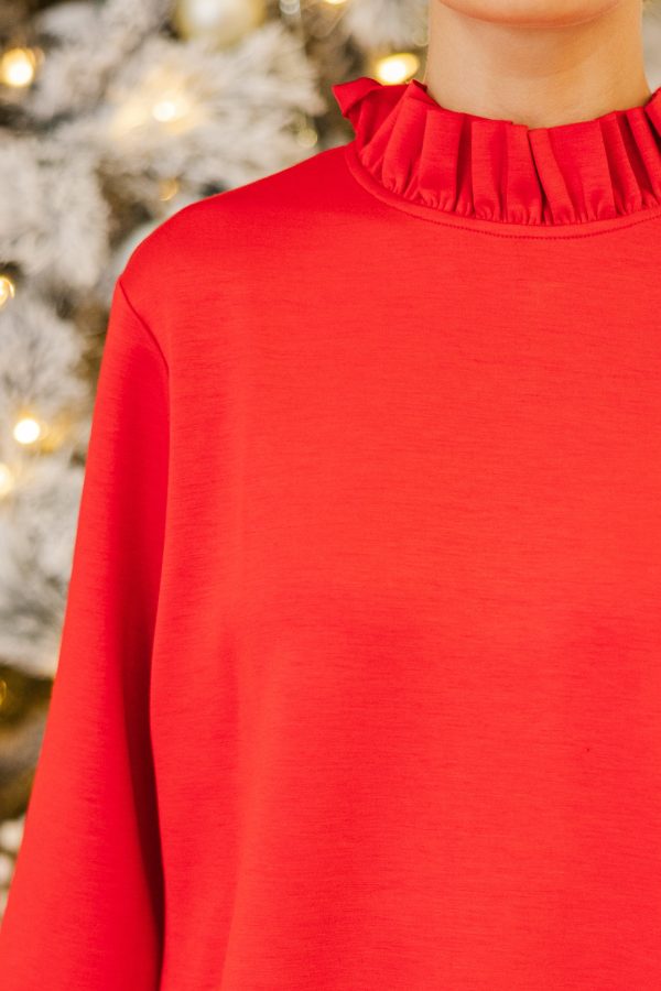 All You Know Red Ruffled Blouse Online Hot Sale - Image 3
