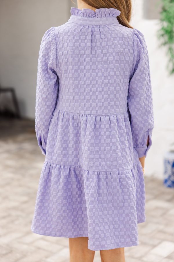 Girls: All Up To You Lavender Textured Dress Cheap - Image 5
