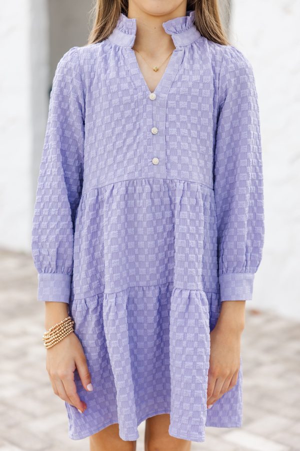 Girls: All Up To You Lavender Textured Dress Cheap - Image 4