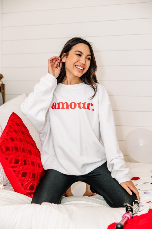 Amour White Graphic Corded Sweatshirt Sale - Image 2