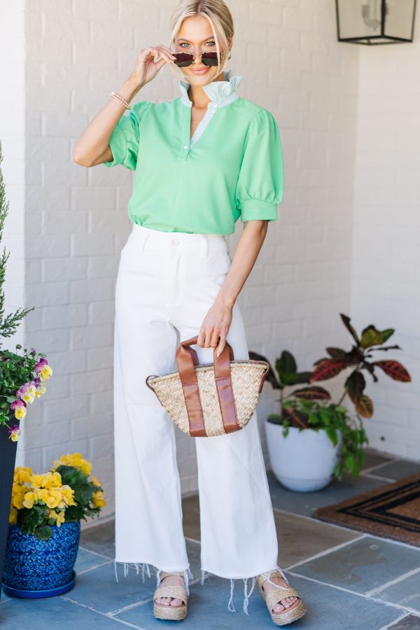 Try It Apple Green Ruffled Blouse Online Sale - Image 2