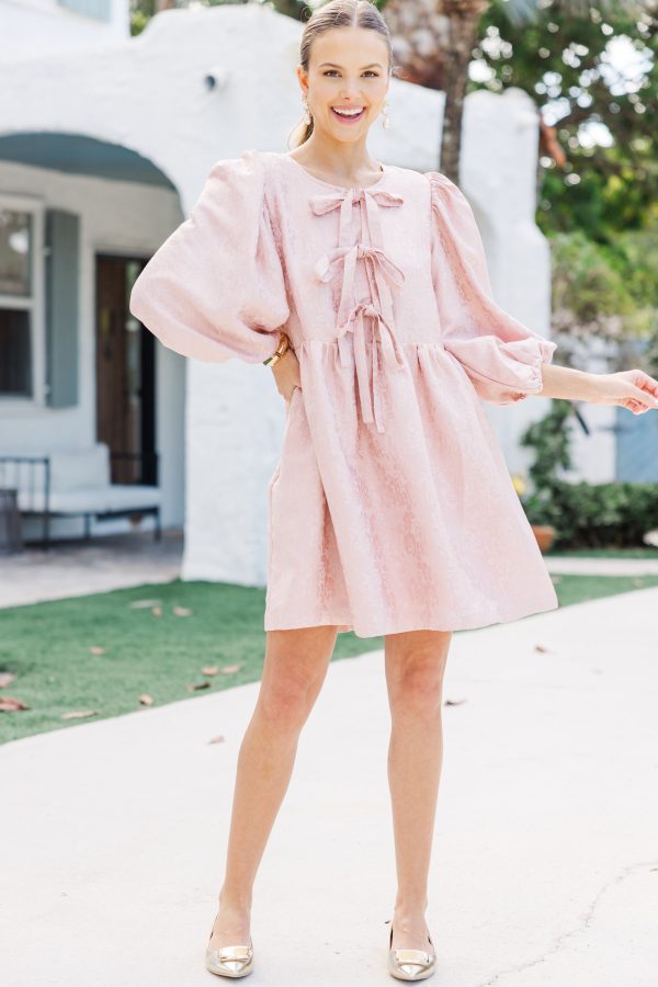 The Allure Dusty Rose Textured Babydoll Dress Discount - Image 2