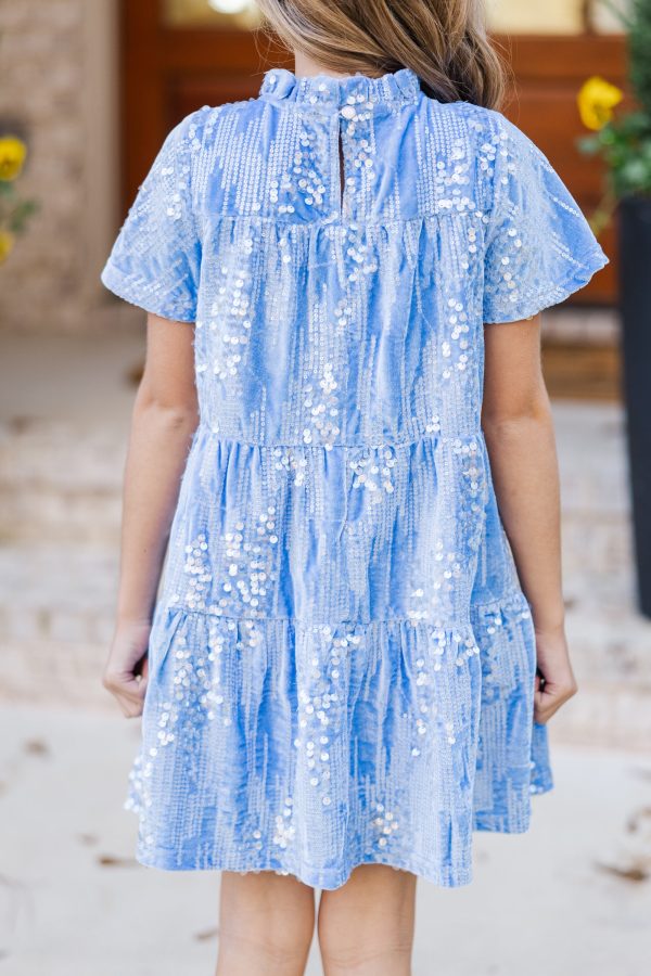 Girls: The Skylar Light Blue Sequin Dress Online - Image 4