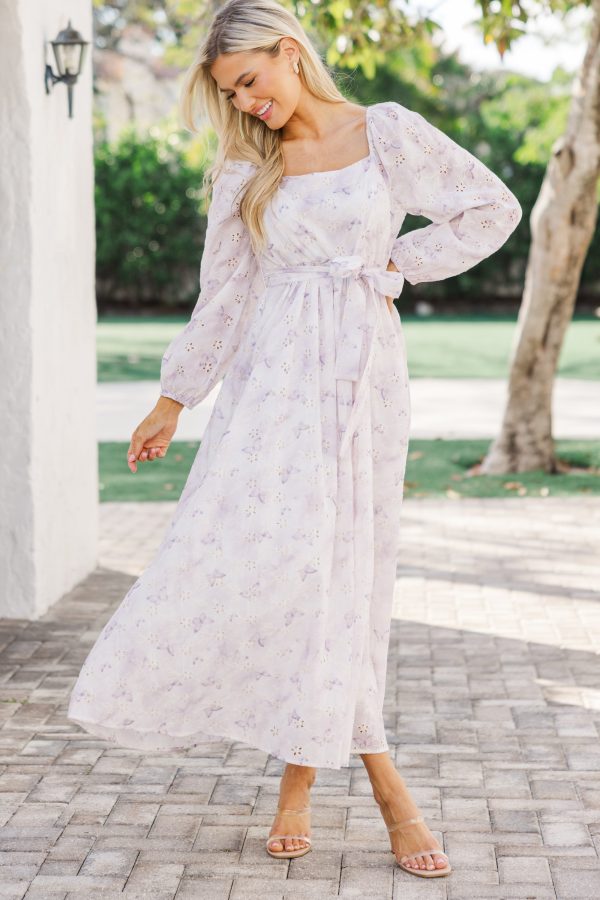 Feeling Just So Sweet Lavender Eyelet Midi Dress Online Hot Sale