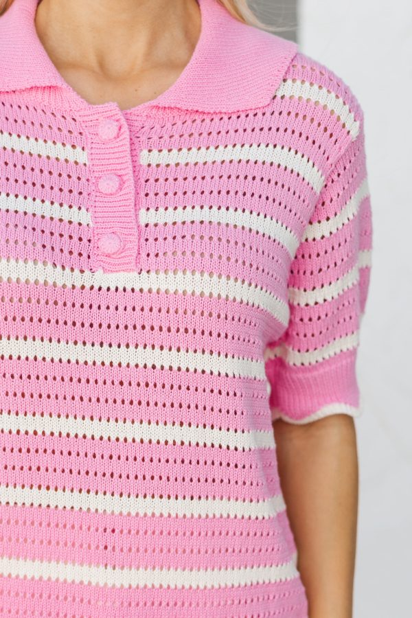 Your Everything Pink Striped Sweater For Cheap - Image 3