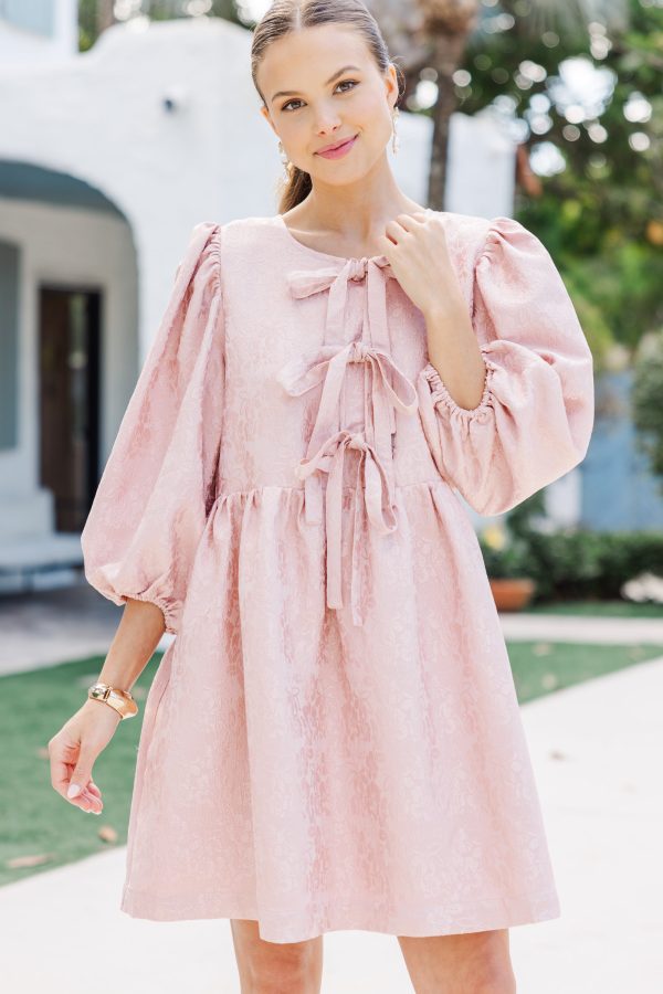 The Allure Dusty Rose Textured Babydoll Dress Discount