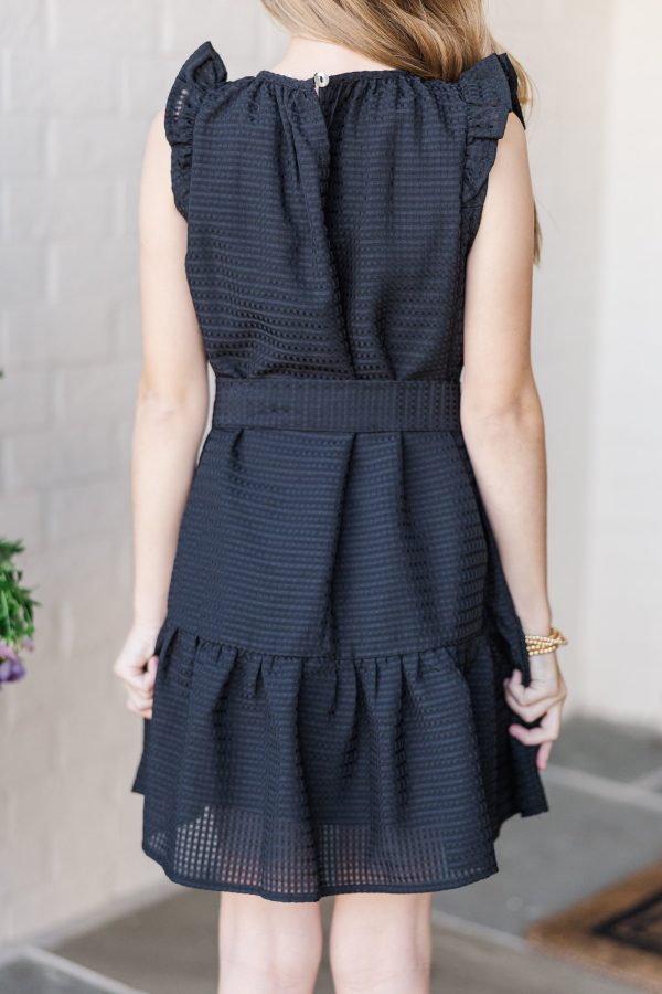 Girls: Looking For You Black Textured Dress For Discount - Image 5