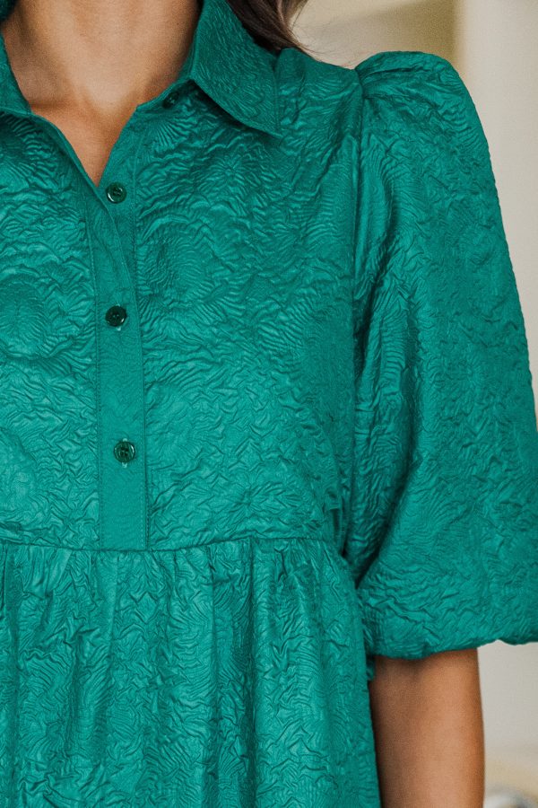 Love Found Emerald Textured Tiered Midi Dress Online now - Image 3