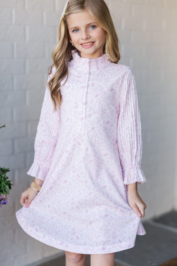 Girls: Under The Stars Pink Toile Tie Back Dress Fashion