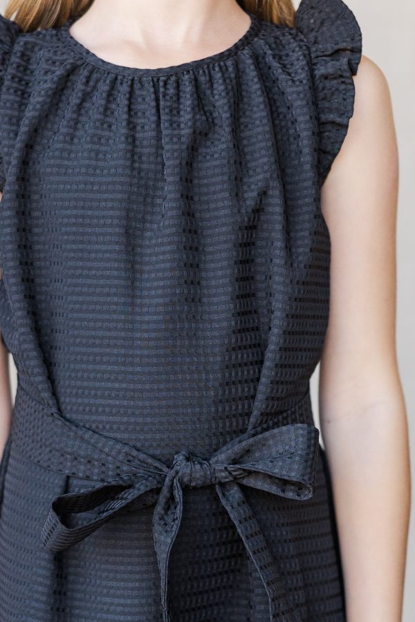 Girls: Looking For You Black Textured Dress For Discount - Image 3