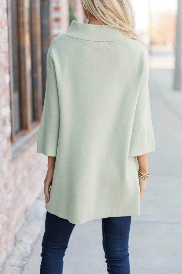 With Ease Sage Green Mock Neck Sweater Tunic Fashion - Image 4