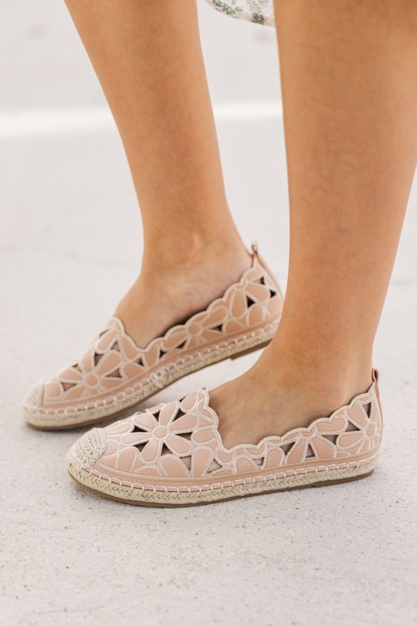 Cloud Breeze Nude Brown Espadrille Flat For Discount