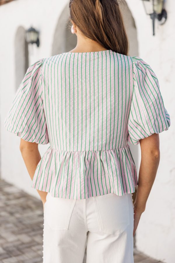 What You Say Pink Striped Blouse Supply - Image 5