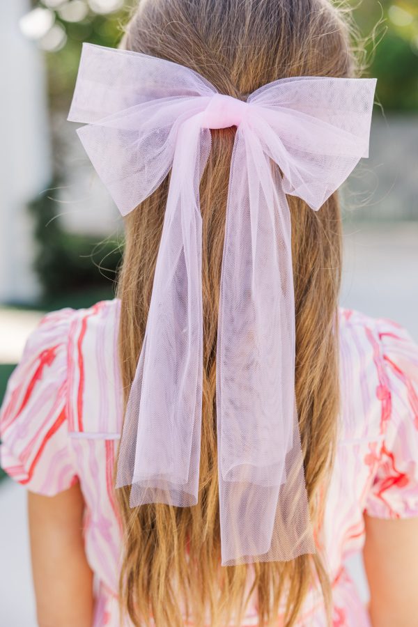 Girls: The Hallie Blush Pink Tulle Hair Bow Online