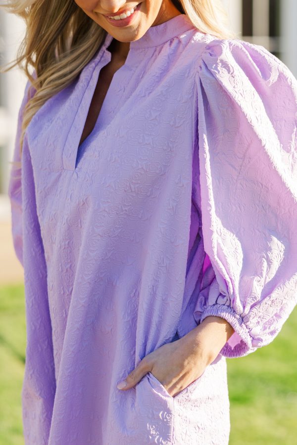 The Idyllic Lavender Purple Textured Dress Fashion - Image 3