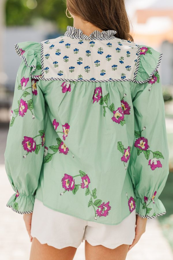 The Grace Green Apple Medallion Blouse Online - Image 5
