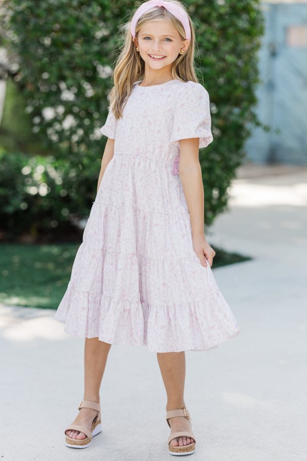 Girls: All True Pink Toile Tiered Dress Online - Image 3