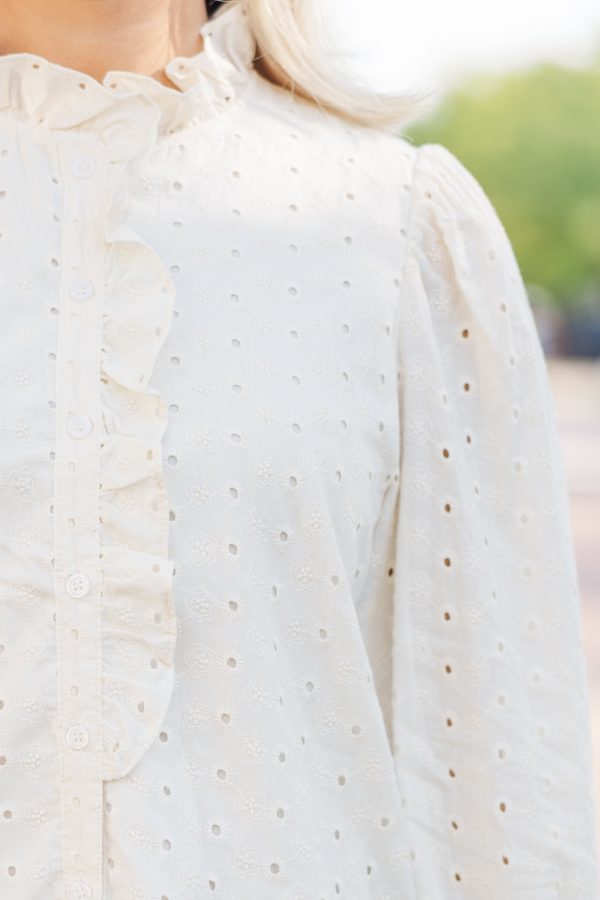 It s All True Natural White Eyelet Blouse Supply - Image 5
