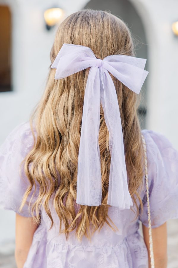 Girls: The Hallie Lavender Tulle Hair Bow For Sale - Image 3