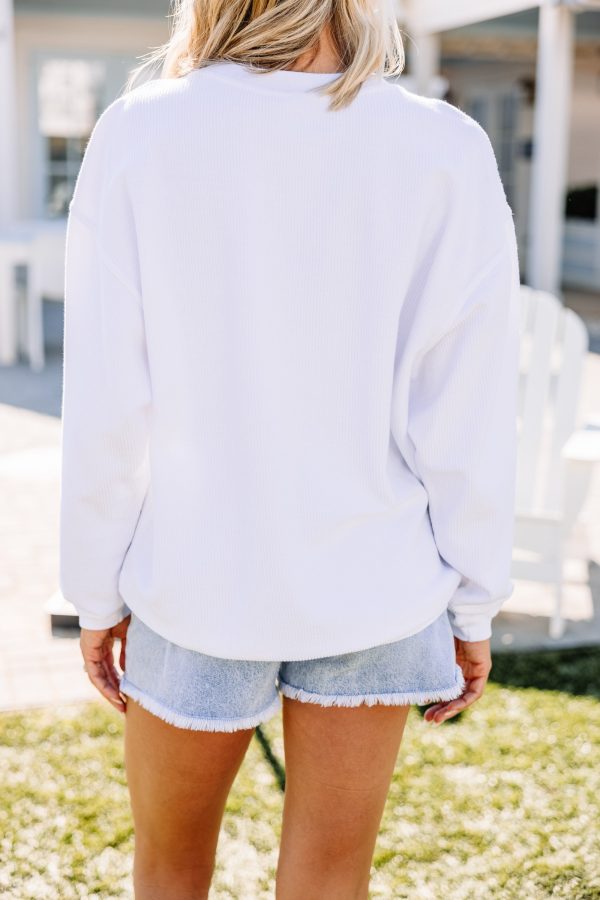Live Love Lake White Corded Graphic Sweatshirt Online Sale - Image 3