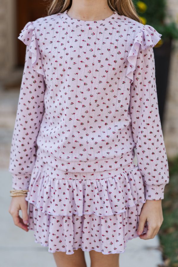 Girls: The Eden Lavender Ditsy Floral Sweater For Discount - Image 4