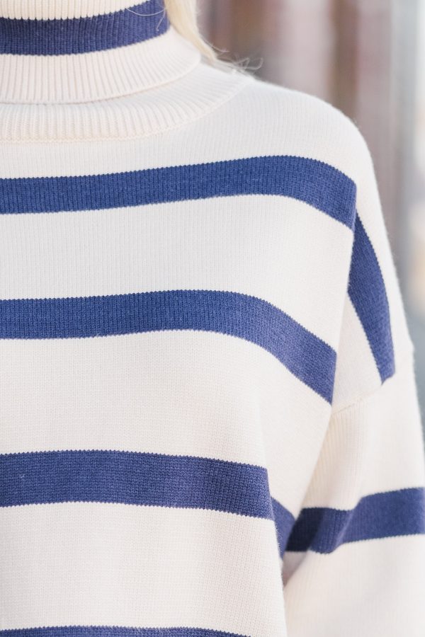 Have Your Fun Natural Navy Striped Turtleneck Sweater Sale - Image 3
