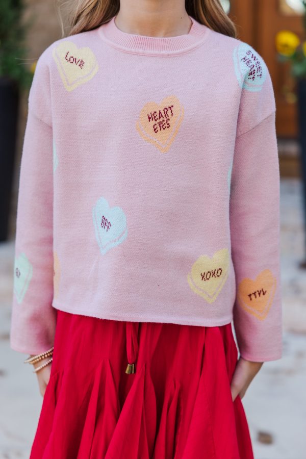 Girls: Candy Hearts Pink Sweater Online - Image 5