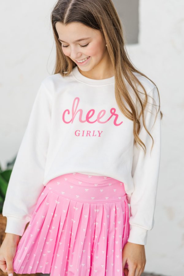 Girls: Cheer Girly White Graphic Sweatshirt Supply