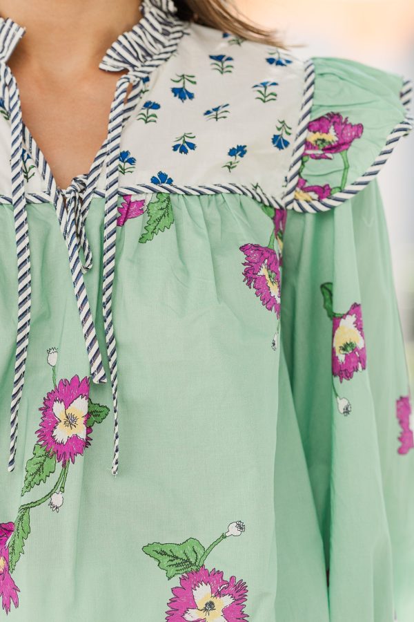 The Grace Green Apple Medallion Blouse Online - Image 3