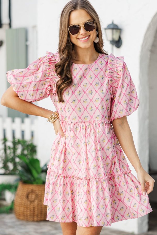 It s Your Destiny Pink Ditsy Floral Dress Sale