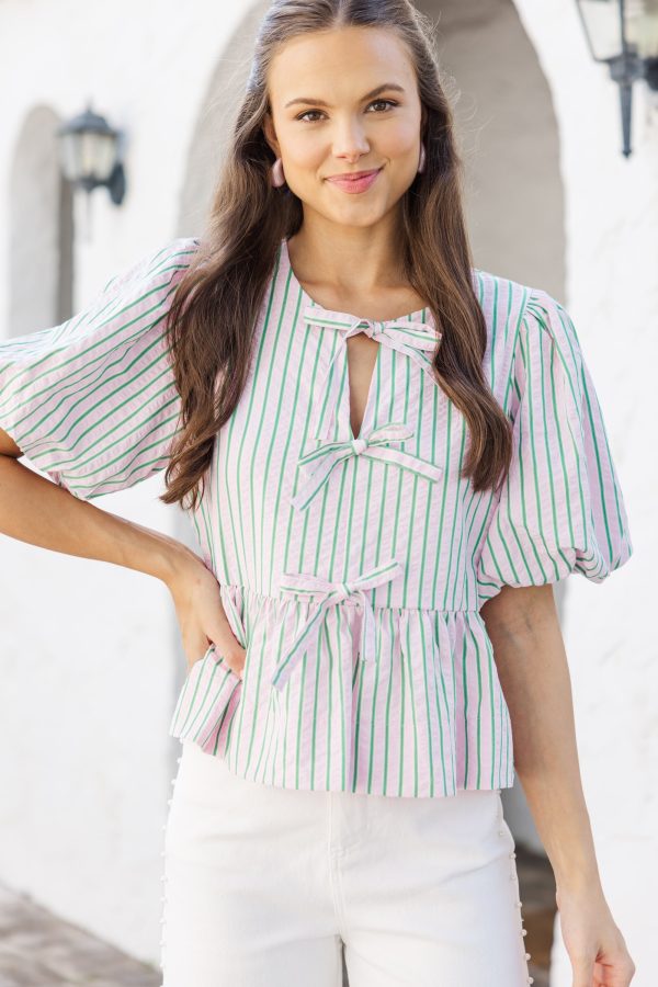 What You Say Pink Striped Blouse Supply