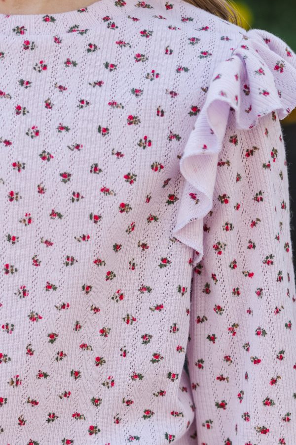 Girls: The Eden Lavender Ditsy Floral Sweater For Discount - Image 3
