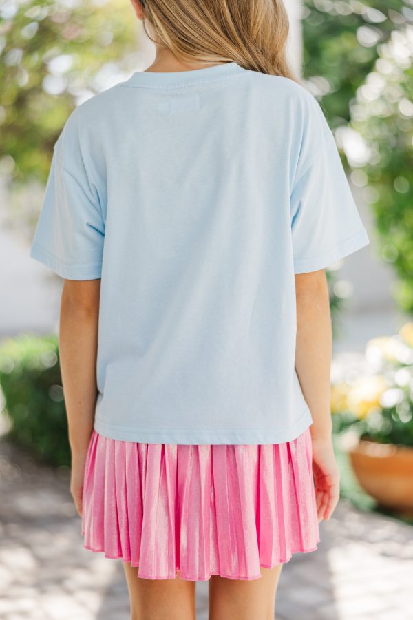 Girls: So Many Smiles Light Blue Graphic Tee Hot on Sale - Image 5